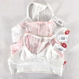 Lot of 3 Delta Maidenform Girls Bras Racerback Lace Pink White Size S